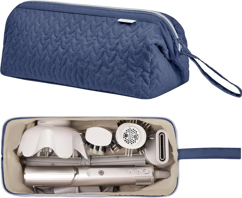 KarSyon Shark Flex Style Case for Airwrap Hair Dryer Brush Revlon Hair Tools Travel Bag Carrying Case Flat Curling Iron Organizer (Navy Blue) - Image 1